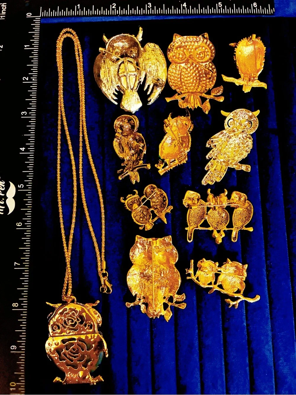 11pcs Owl Brooch Lot Rhinestone Enamel Crystal Bird Pendant Necklace